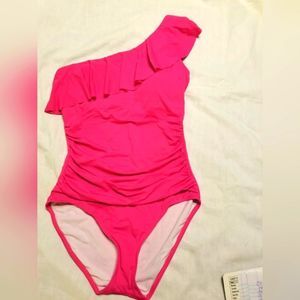NWT DESIGNER ELEGANT ONE SHOULDER  CLASSY SEXY ONE PIECE SIZE 6 SWIM SUI…